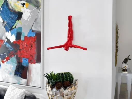 The Diver 55cm Red Resin Wall Sculpture
