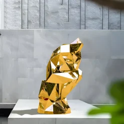 The Thinker 130cm Gold Geometric Metal Garden Sculpture