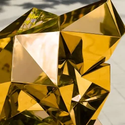 The Thinker 130cm Gold Geometric Metal Garden Sculpture