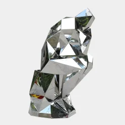 The Thinker 130cm Silver Geometric Metal Garden Sculpture