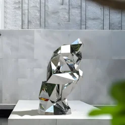 The Thinker 130cm Silver Geometric Metal Garden Sculpture