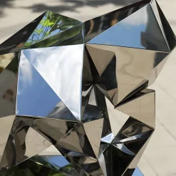 The Thinker 130cm Silver Geometric Metal Garden Sculpture