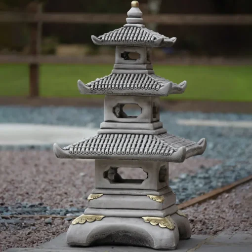 Three Tier Japanese Pagoda Stone Garden Ornament