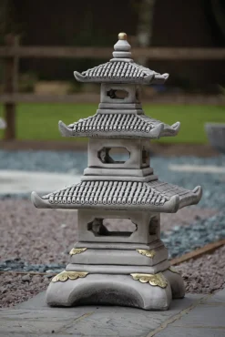 Three Tier Japanese Pagoda Stone Garden Ornament