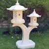 Twin Cantilever Japanese Pagoda Lantern Marble Garden Ornament