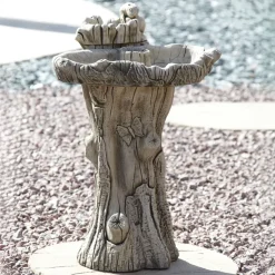 Twin Feeder Stone Garden Birdbath