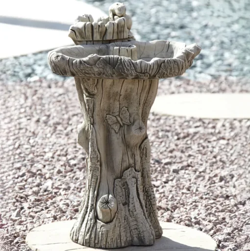 Twin Feeder Stone Garden Birdbath