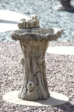 Twin Feeder Stone Garden Birdbath