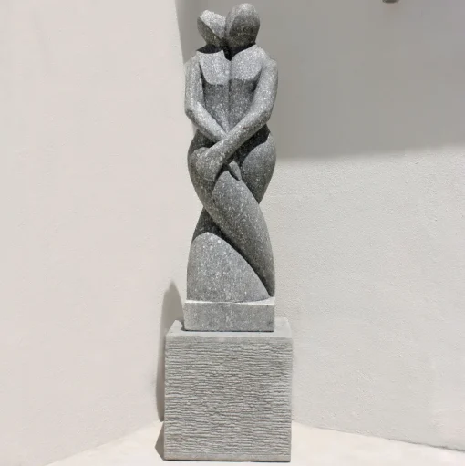 Twin Flame Contemporary Stone Garden Sculpture