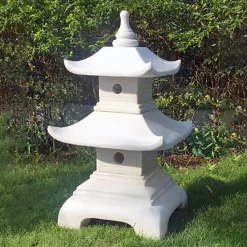 Two Tier Japanese Pagoda Lantern Marble Garden Ornament