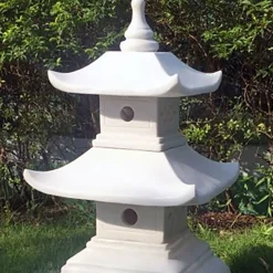 Two Tier Japanese Pagoda Lantern Marble Garden Ornament