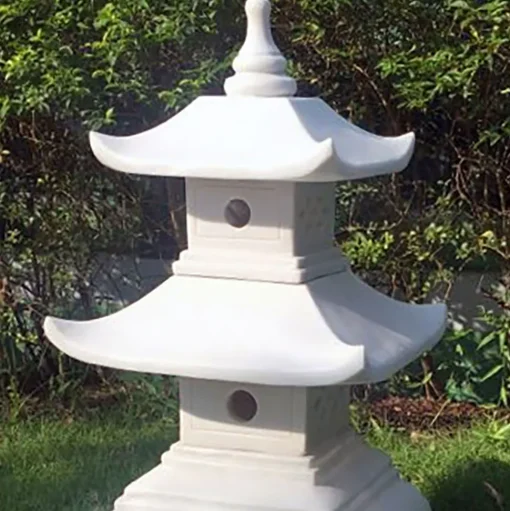 Two Tier Japanese Pagoda Lantern Marble Garden Ornament