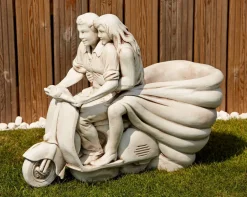 Vespa Lambretta Scooter Stone Garden Planter Ornament