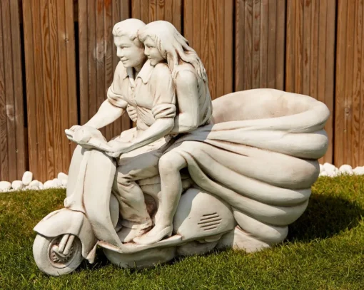 Vespa Lambretta Scooter Stone Garden Planter Ornament