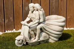 Vespa Lambretta Scooter Stone Garden Planter Ornament