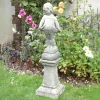 Victorian Girl on Pedestal Stone Garden Statue
