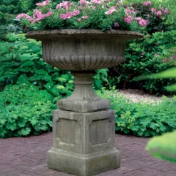 Victorian Grand Stone Garden Planter on Pedestal