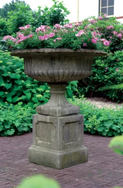 Victorian Grand Stone Garden Planter on Pedestal