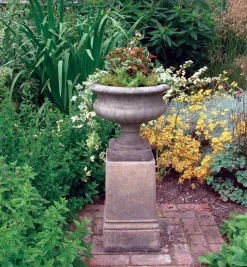 Victorian Urn on Pedestal Stone Garden Planter