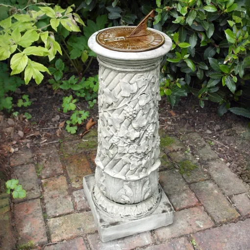 Vine Aged Brass Stone Garden Sundial