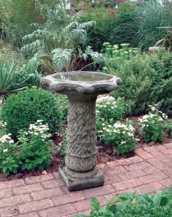 Vine Design Stone Garden Birdbath