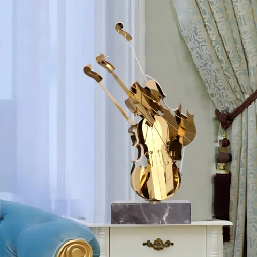 Violin Fusion 80cm Gold Metal Indoor Sculpture