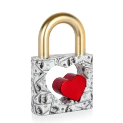 Wealth Padlock 38cm Gold Resin Indoor Sculpture