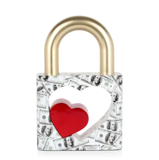 Wealth Padlock 38cm Gold Resin Indoor Sculpture
