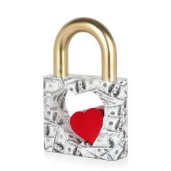Wealth Padlock 38cm Gold Resin Indoor Sculpture