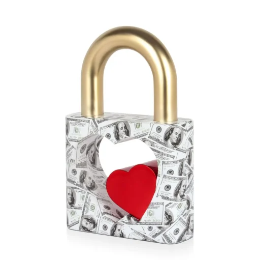 Wealth Padlock 38cm Gold Resin Indoor Sculpture