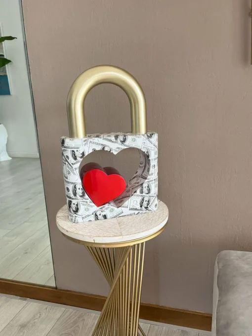 Wealth Padlock 38cm Gold Resin Indoor Sculpture