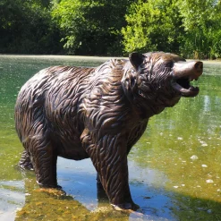 Wild Bear Cub Bronze Metal Garden Statue