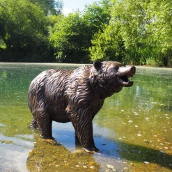 Wild Bear Cub Bronze Metal Garden Statue