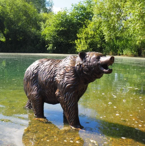 Wild Bear Cub Bronze Metal Garden Statue
