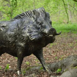 Wild Boar Life-Size Bronze Metal Garden Statue