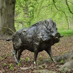 Wild Boar Life-Size Bronze Metal Garden Statue