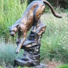 Wild Cougar Bronze Metal Garden Statue