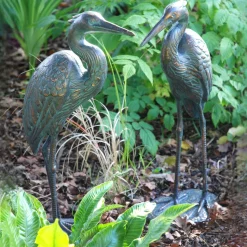 Wild Cranes Aged Bronze Garden Ornaments
