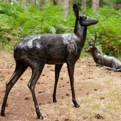 Wild Doe Life-Size 118cm Bronze Metal Garden Statue