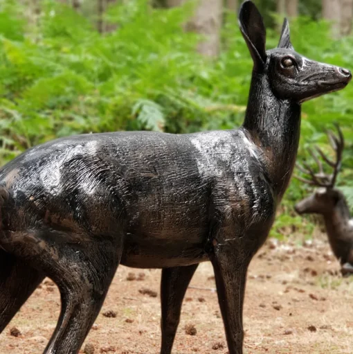 Wild Doe Life-Size 118cm Bronze Metal Garden Statue