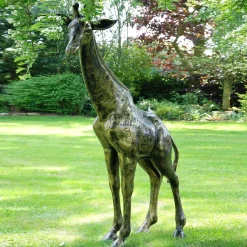 Wild Giraffe 205cm Bronze Metal Garden Statue