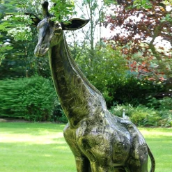 Wild Giraffe 205cm Bronze Metal Garden Statue