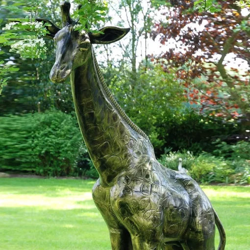 Wild Giraffe 205cm Bronze Metal Garden Statue