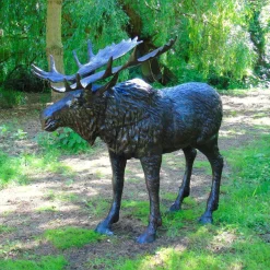 Wild Moose Life-Size Bronze Metal Garden Statue
