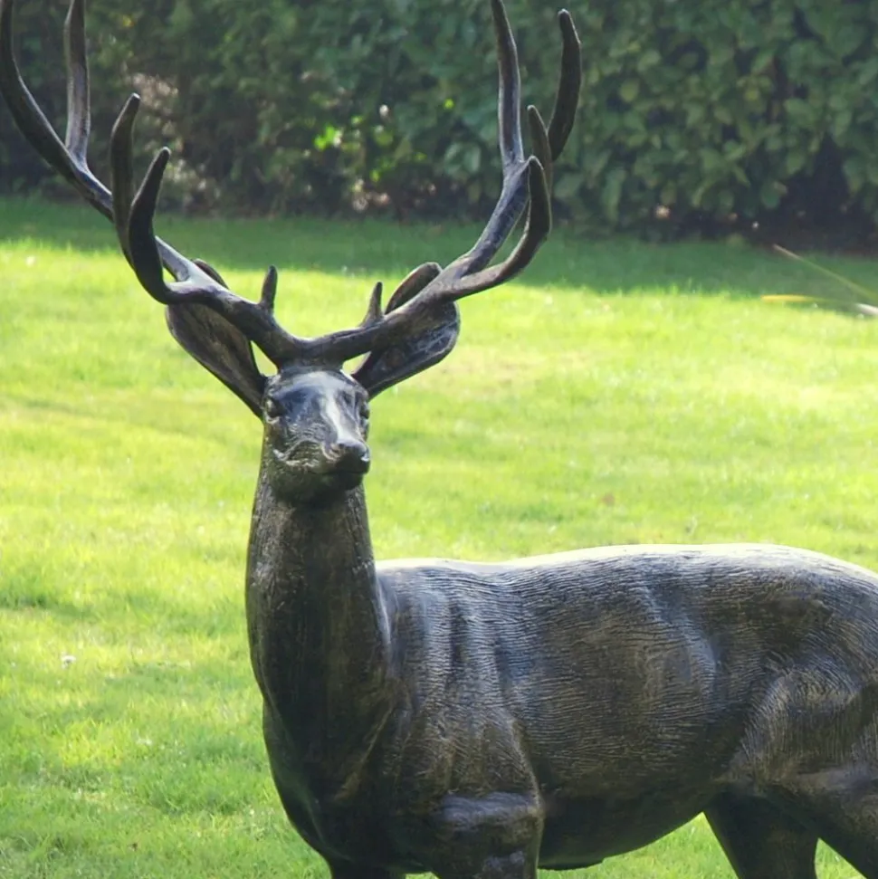 Wild Stag Life-Size 148cm Bronze Metal Garden Statue