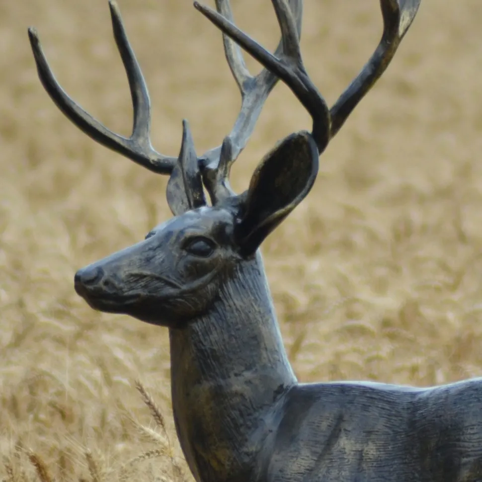 Wild Stag Life-Size 148cm Bronze Metal Garden Statue
