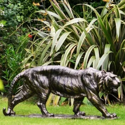 Wild Tiger 51cm Bronze Metal Garden Statue