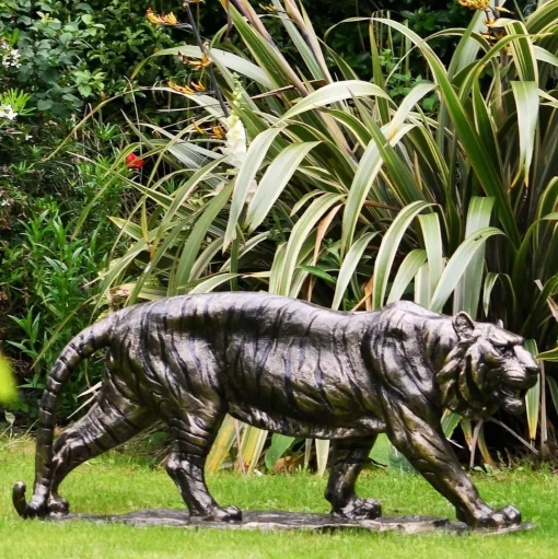Wild Tiger 51cm Bronze Metal Garden Statue