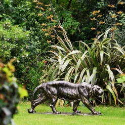 Wild Tiger 51cm Bronze Metal Garden Statue