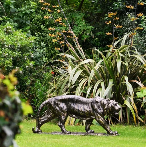 Wild Tiger 51cm Bronze Metal Garden Statue